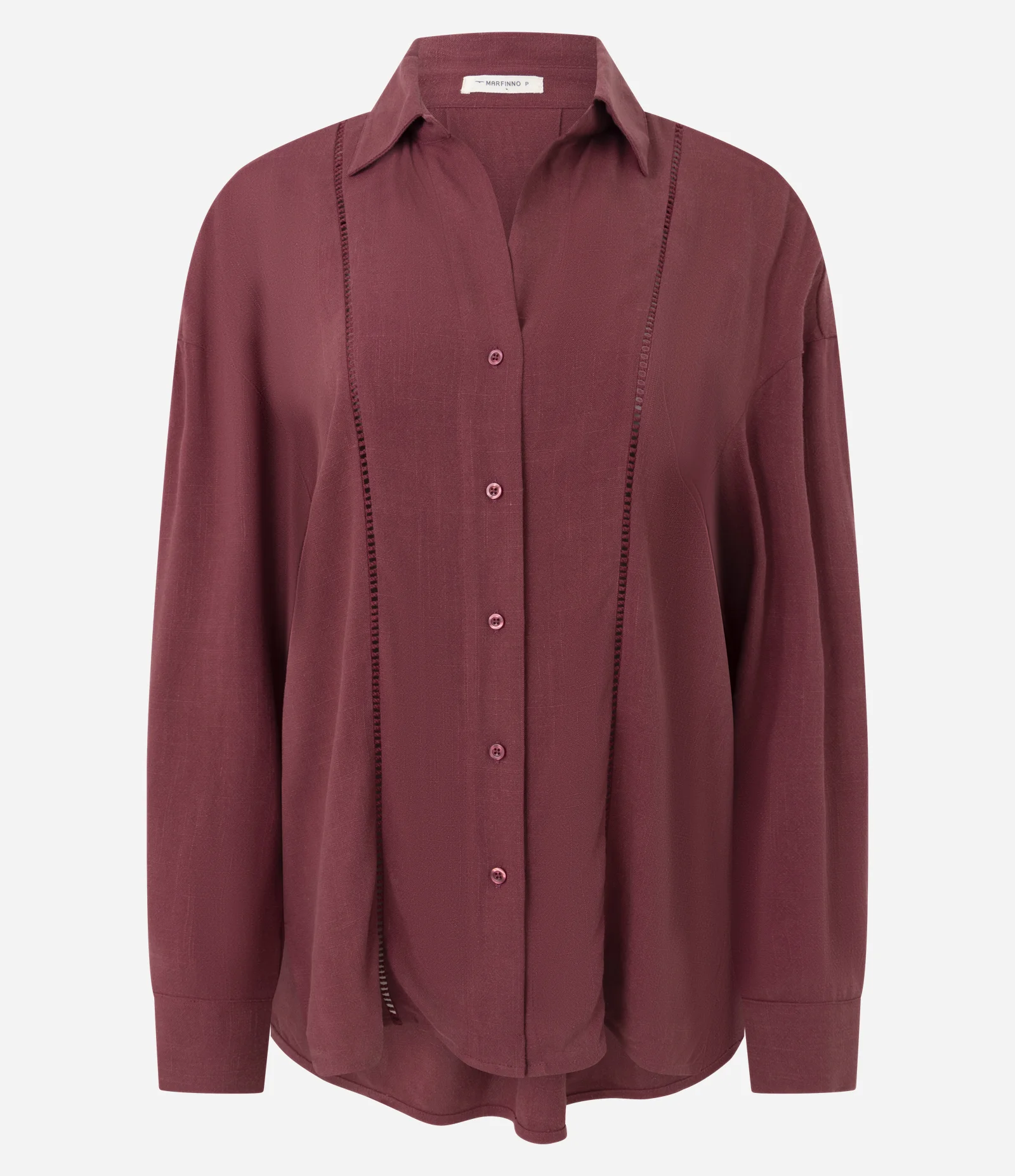 Camisa Oversized em Viscolinho com Entremeios Vermelho 5