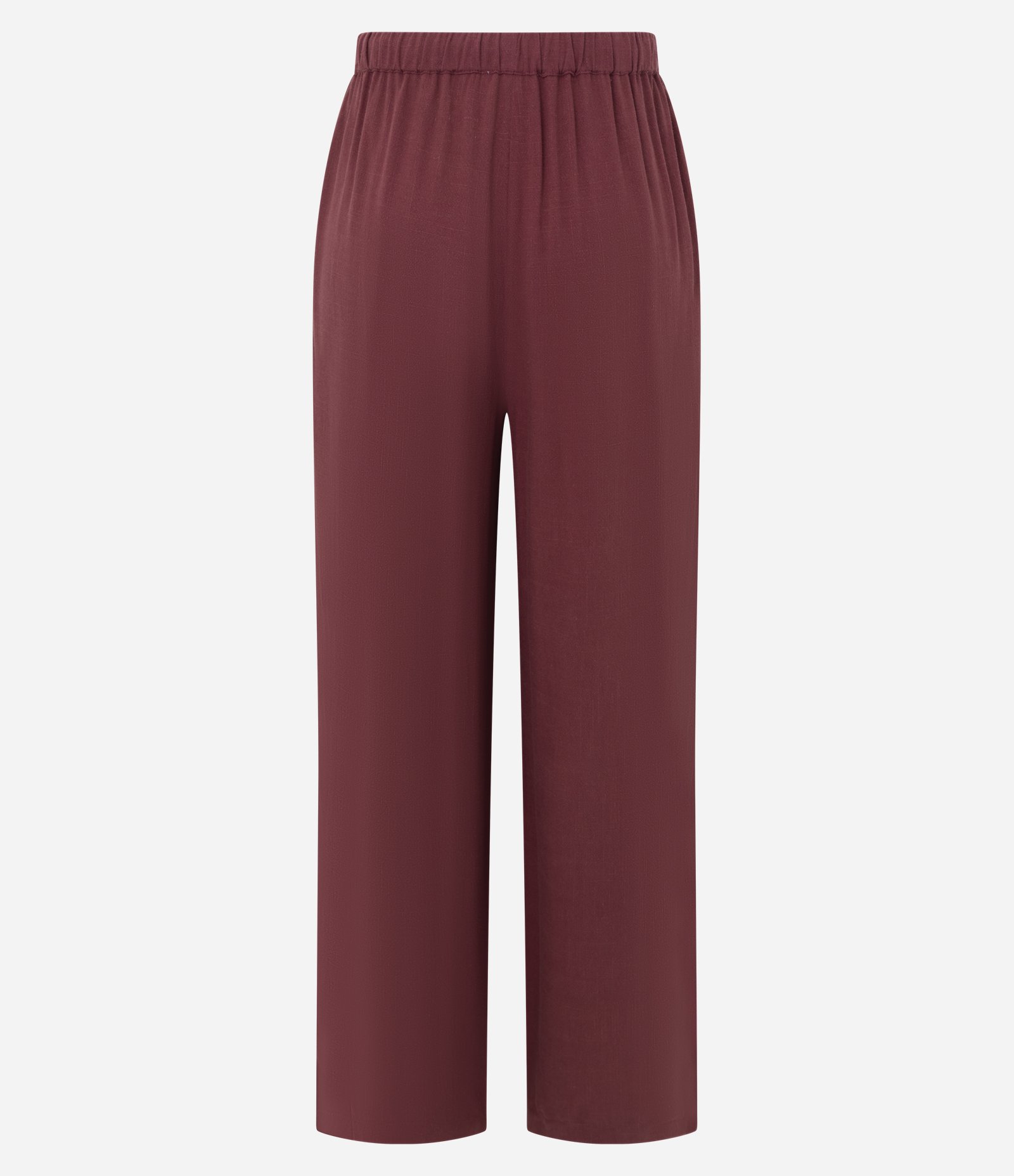 Calça Wide Leg em Viscolinho com Amarração na Cintura Vinho 6