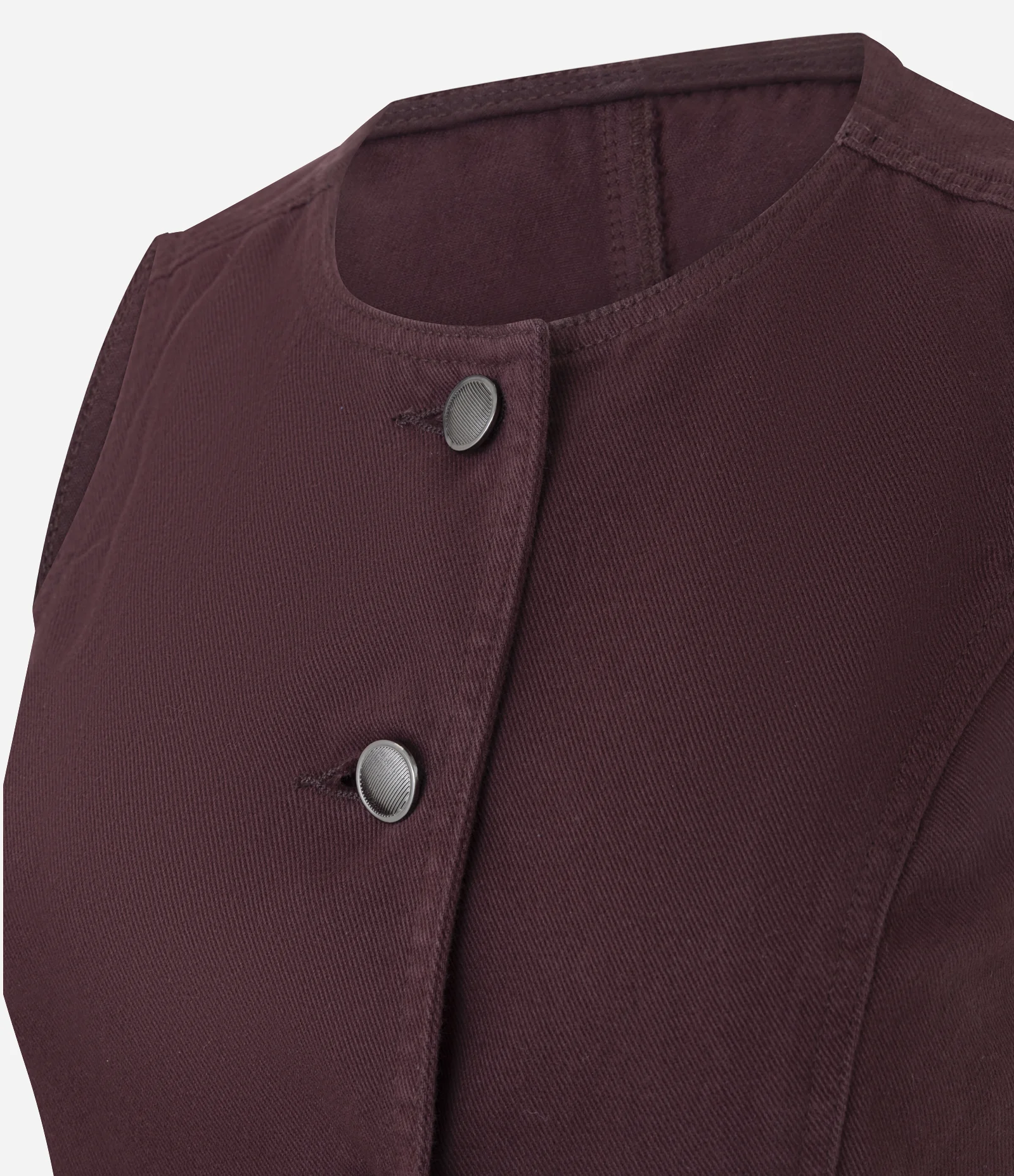 Colete Alongado em Sarja com Detalhes Contrastantes Bordô 6