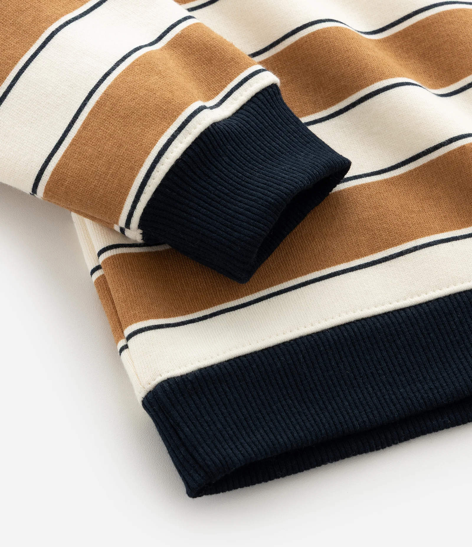 Conjunto Infantil em Moletom com Listras e Felpa Interna – Tam 1 a 6 Anos Caramelo/Azul Marinho 12