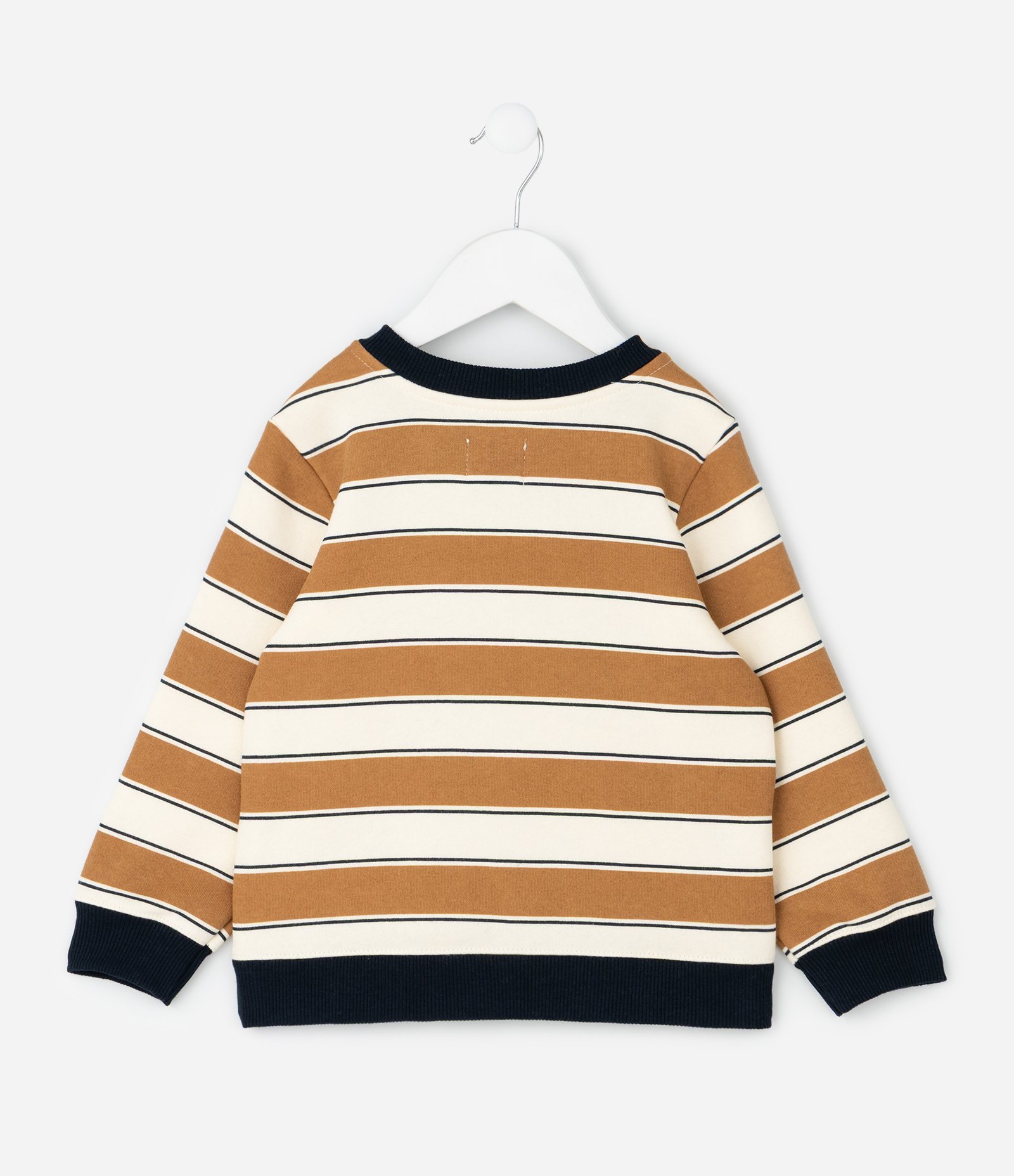 Conjunto Infantil em Moletom com Listras e Felpa Interna – Tam 1 a 6 Anos Caramelo/Azul Marinho 4