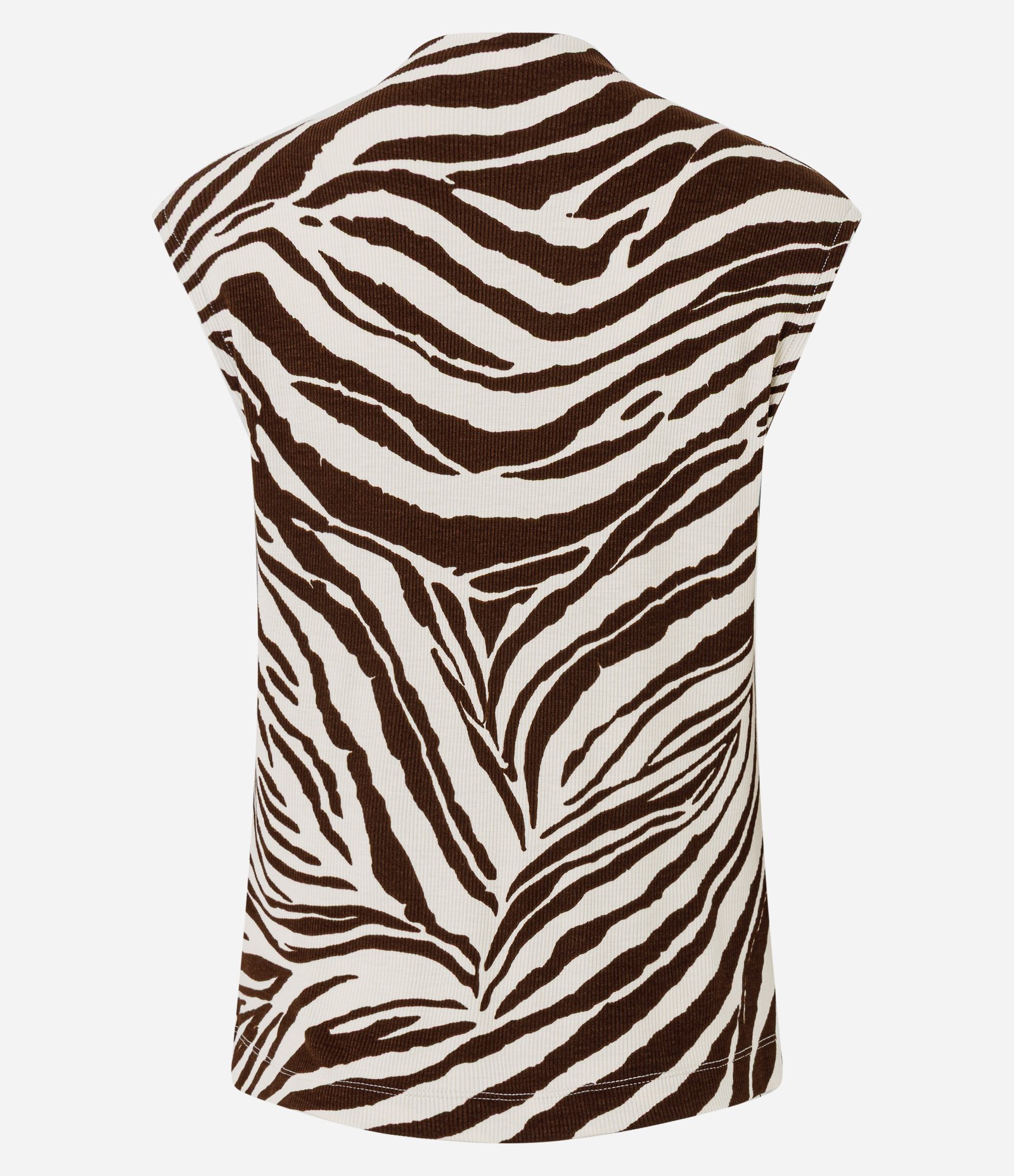Blusa Sem Manga com Franzido no Ombro e Estampa de Zebra Bege/Marrom 6