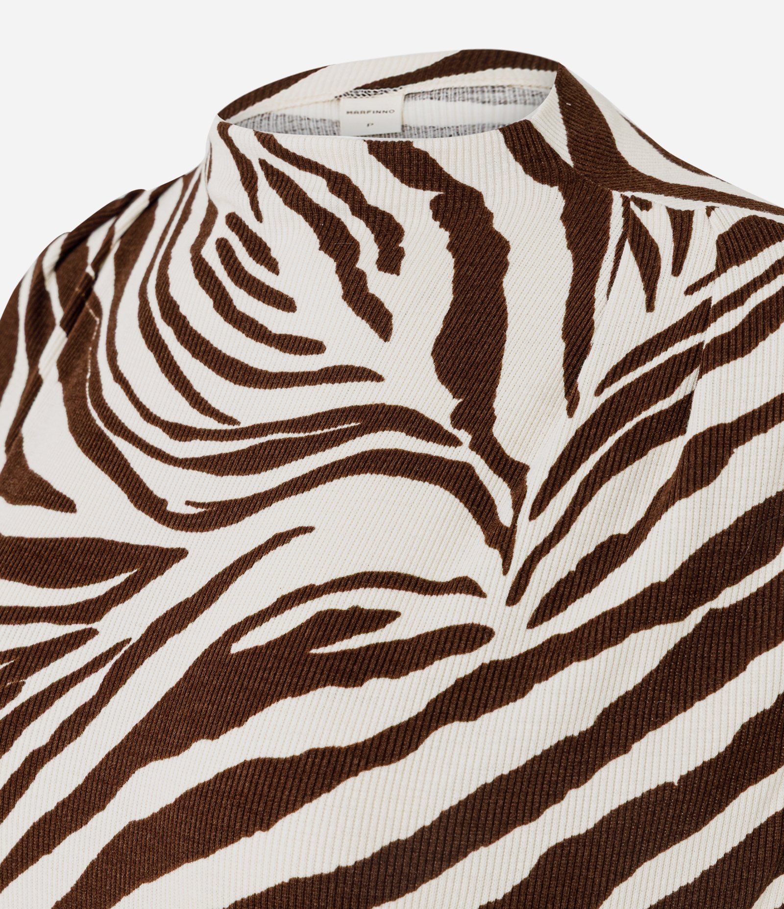 Blusa Sem Manga com Franzido no Ombro e Estampa de Zebra Bege/Marrom 7