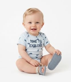 Body Bebê com Estampa Dinossauros e Lettering – Tam 0 a 24 Meses