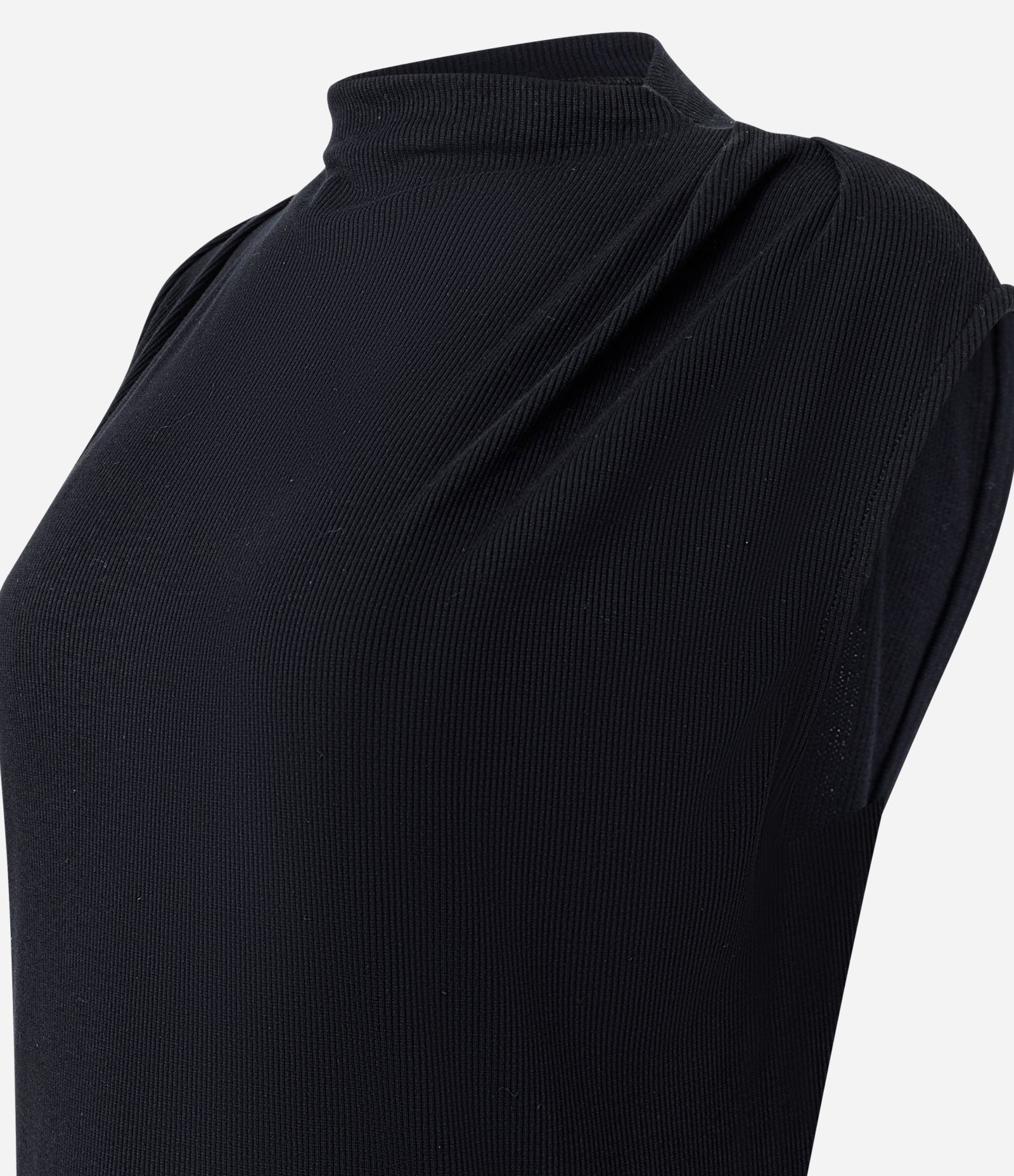 Blusa com Franzido no Ombro e Gola Alta Preto 5