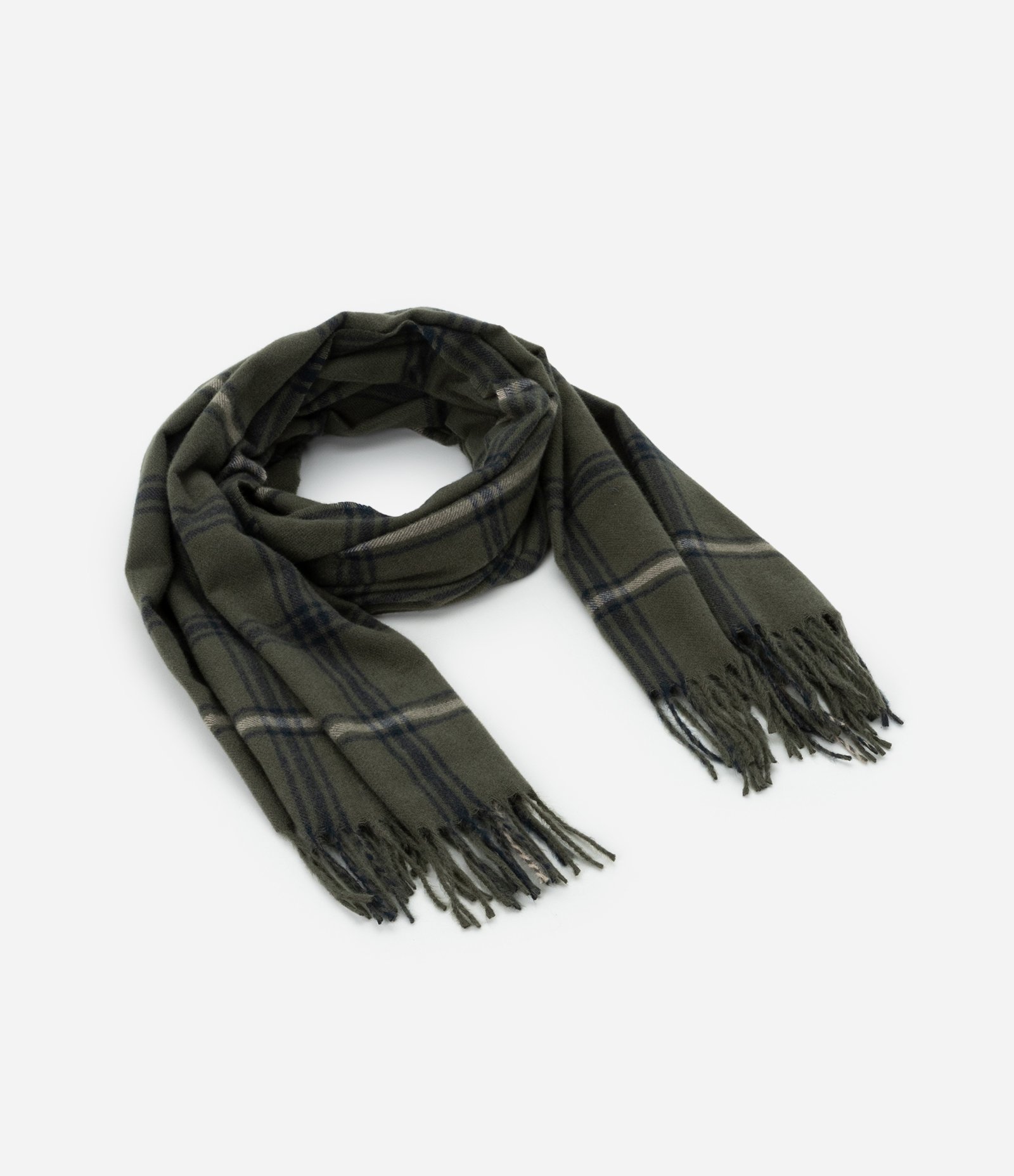 Cachecol Dupla Face Xadrez com Franjas nas Pontas Verde 1