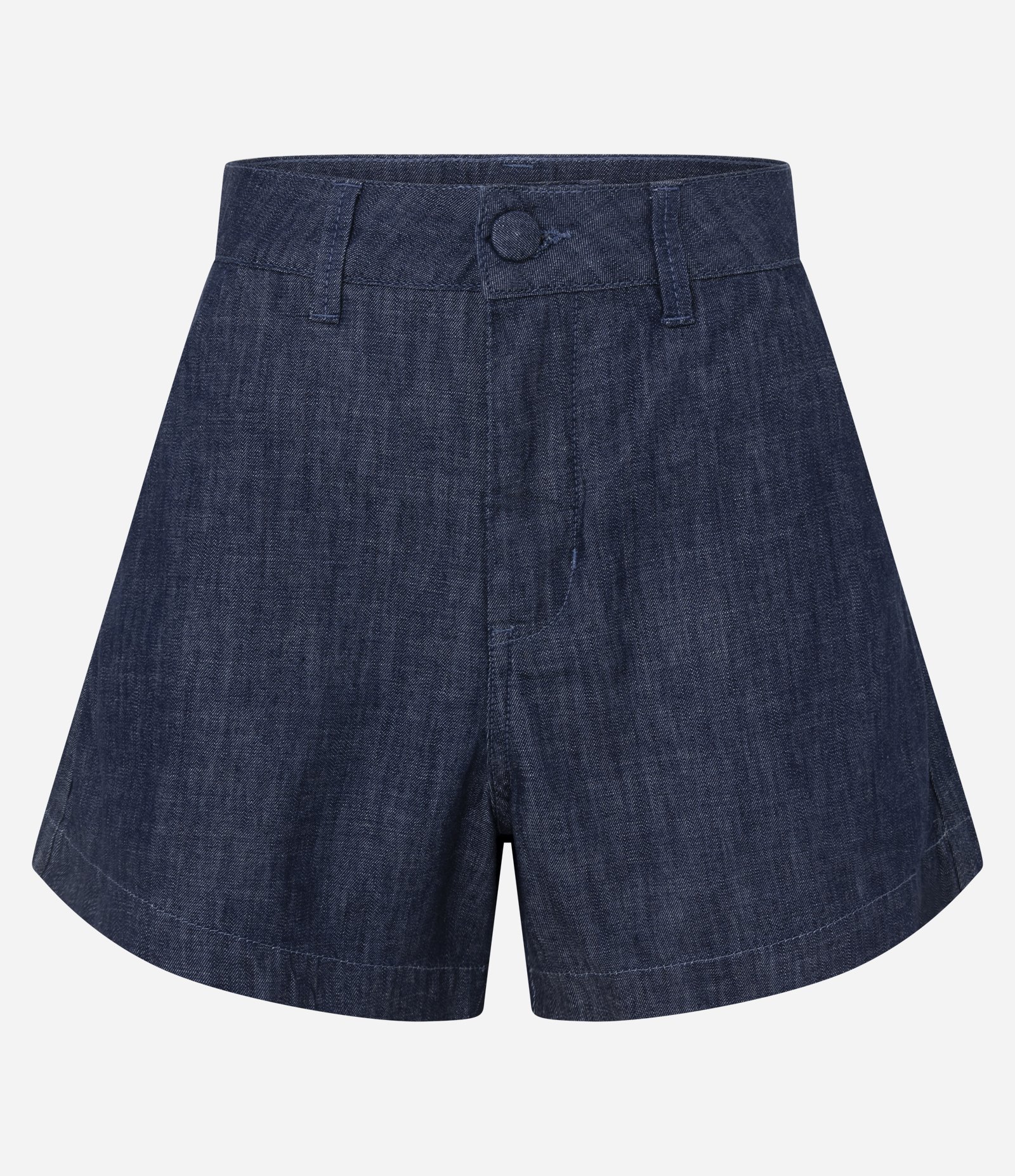 Short Evasê em Jeans com Botão Forrado Azul Escuro 1