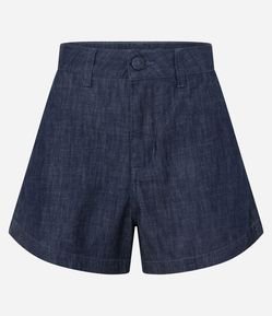 Short Evasê em Jeans com Botão Forrado