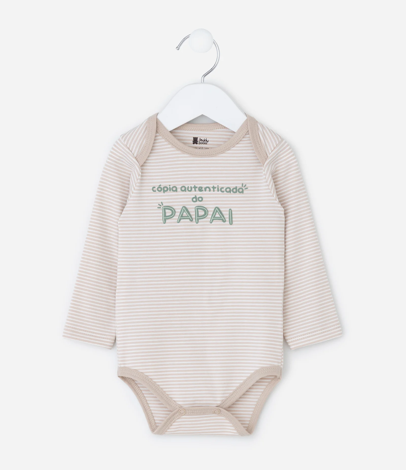 Body Infantil com Lettering Papai – Tam RN a 18 Meses Bege/Branco 2