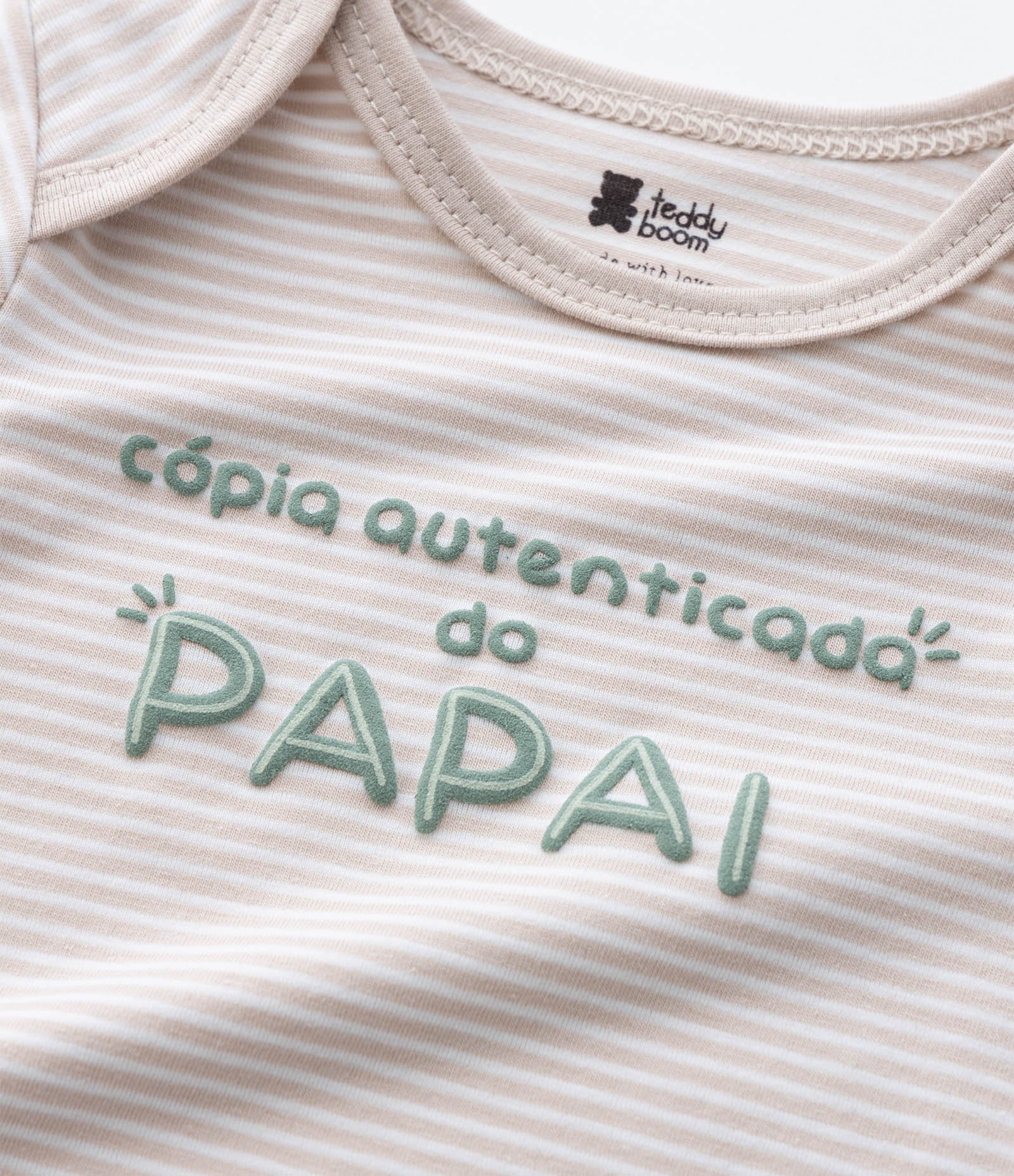 Body Infantil com Lettering Papai – Tam RN a 18 Meses Bege/Branco 7