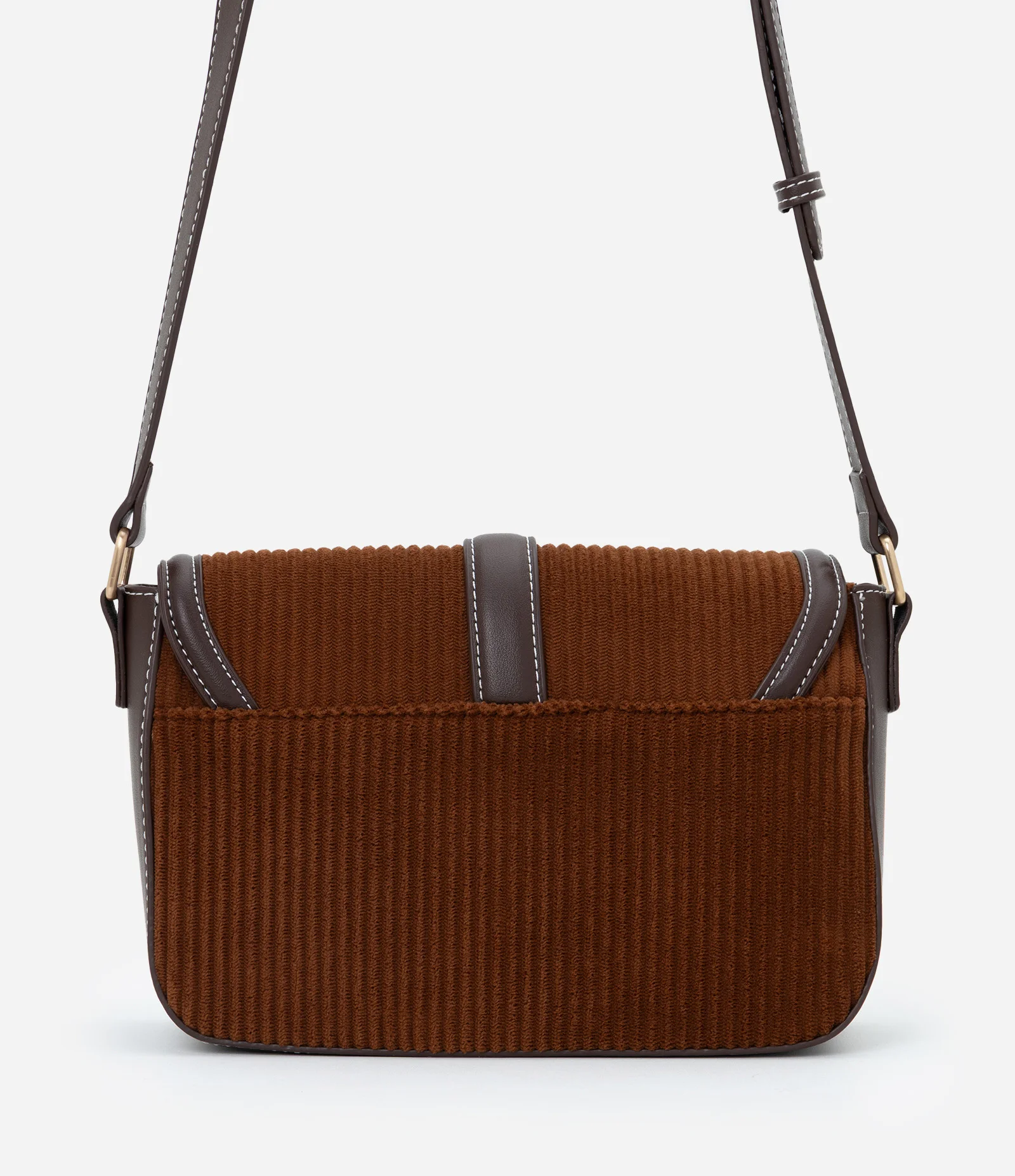 Bolsa Transversal Média em Suede com Alça Regulável Marrom 4