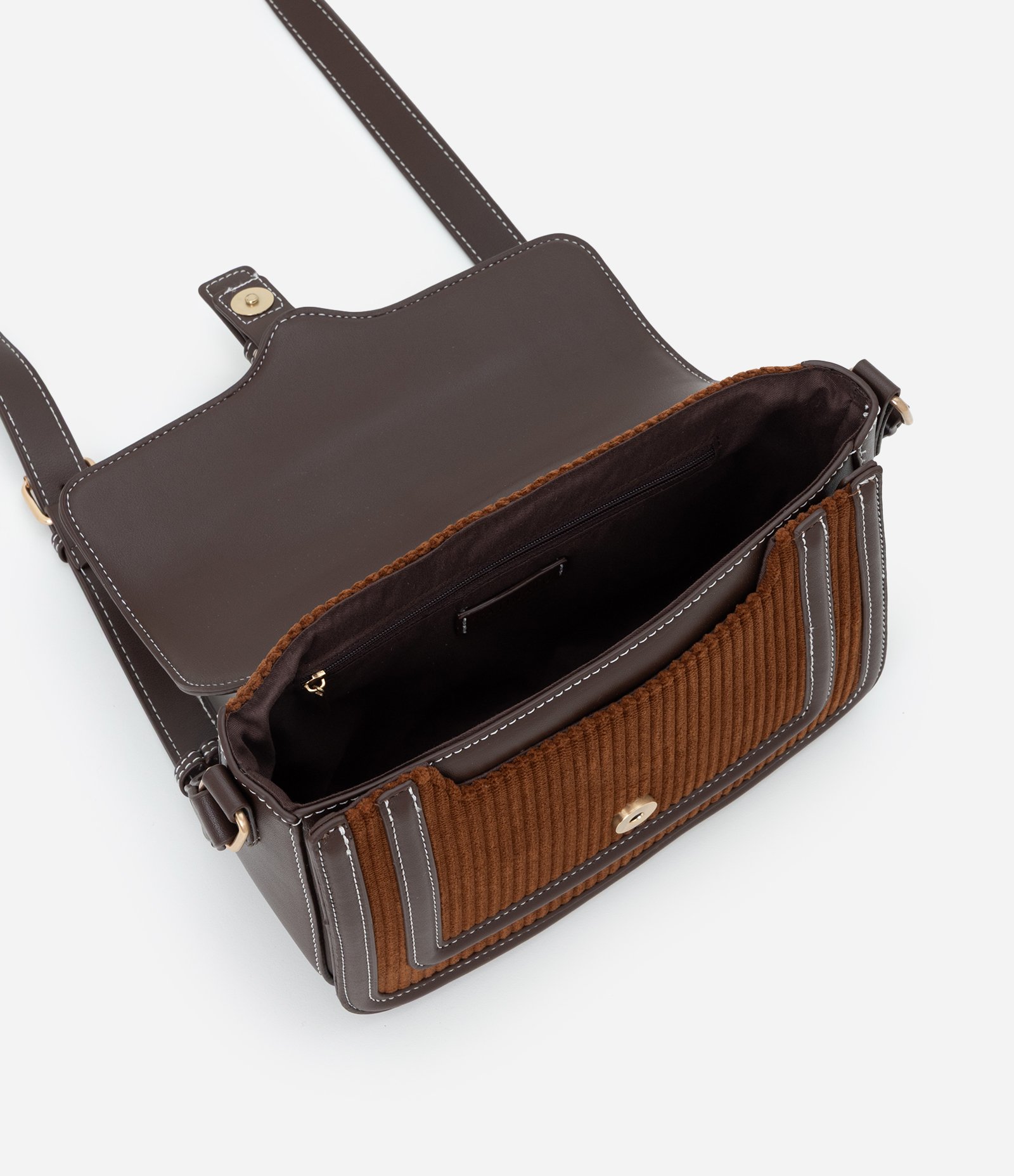 Bolsa Transversal Média em Suede com Alça Regulável Marrom 6