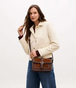 Bolsa Transversal Média em Suede com Alça Regulável
