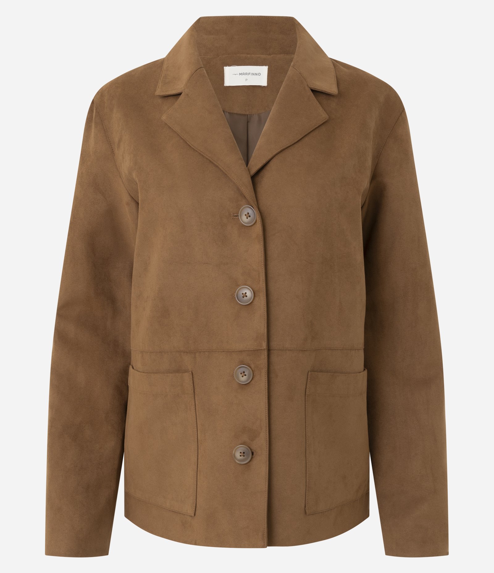 Blazer Estruturado em Suede com Bolsos Aplicados Marrom 5