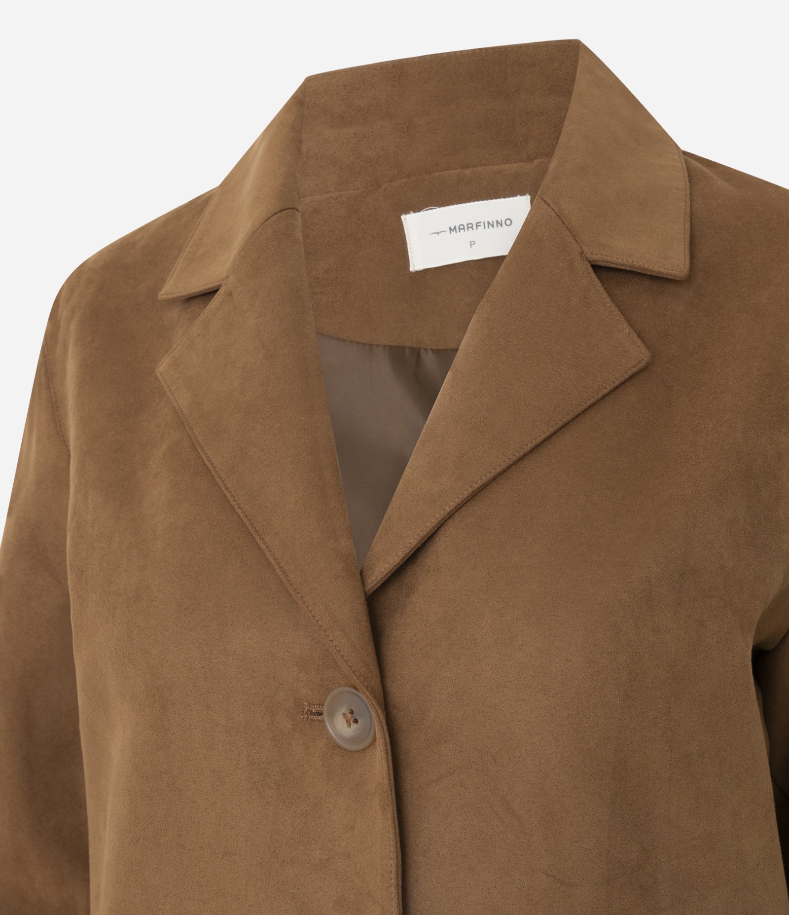 Blazer Estruturado em Suede com Bolsos Aplicados Marrom 6