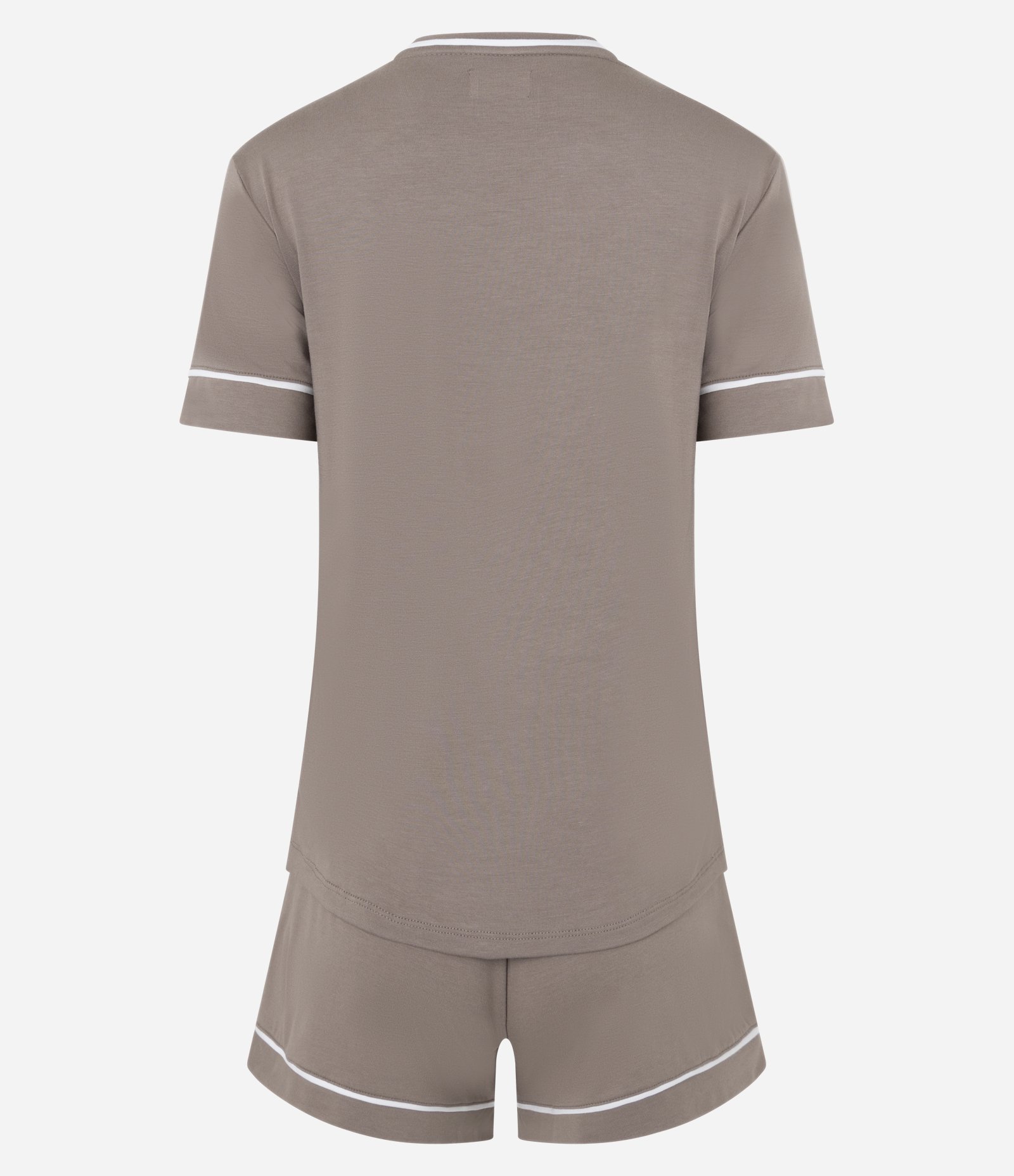 Pijama Curto em Viscose com Viés Contrastantes Bege 2