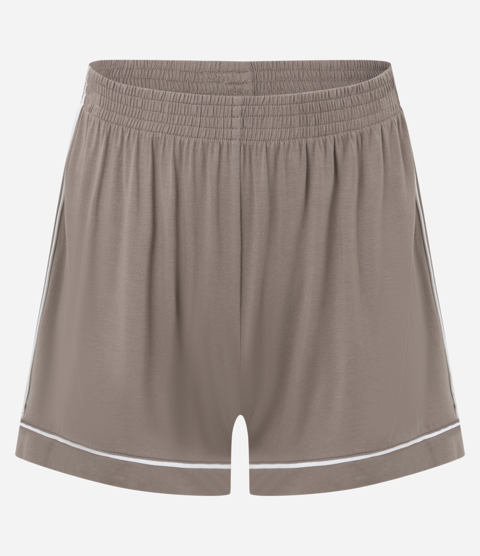 Pijama Curto em Viscose com Viés Contrastantes Bege 3