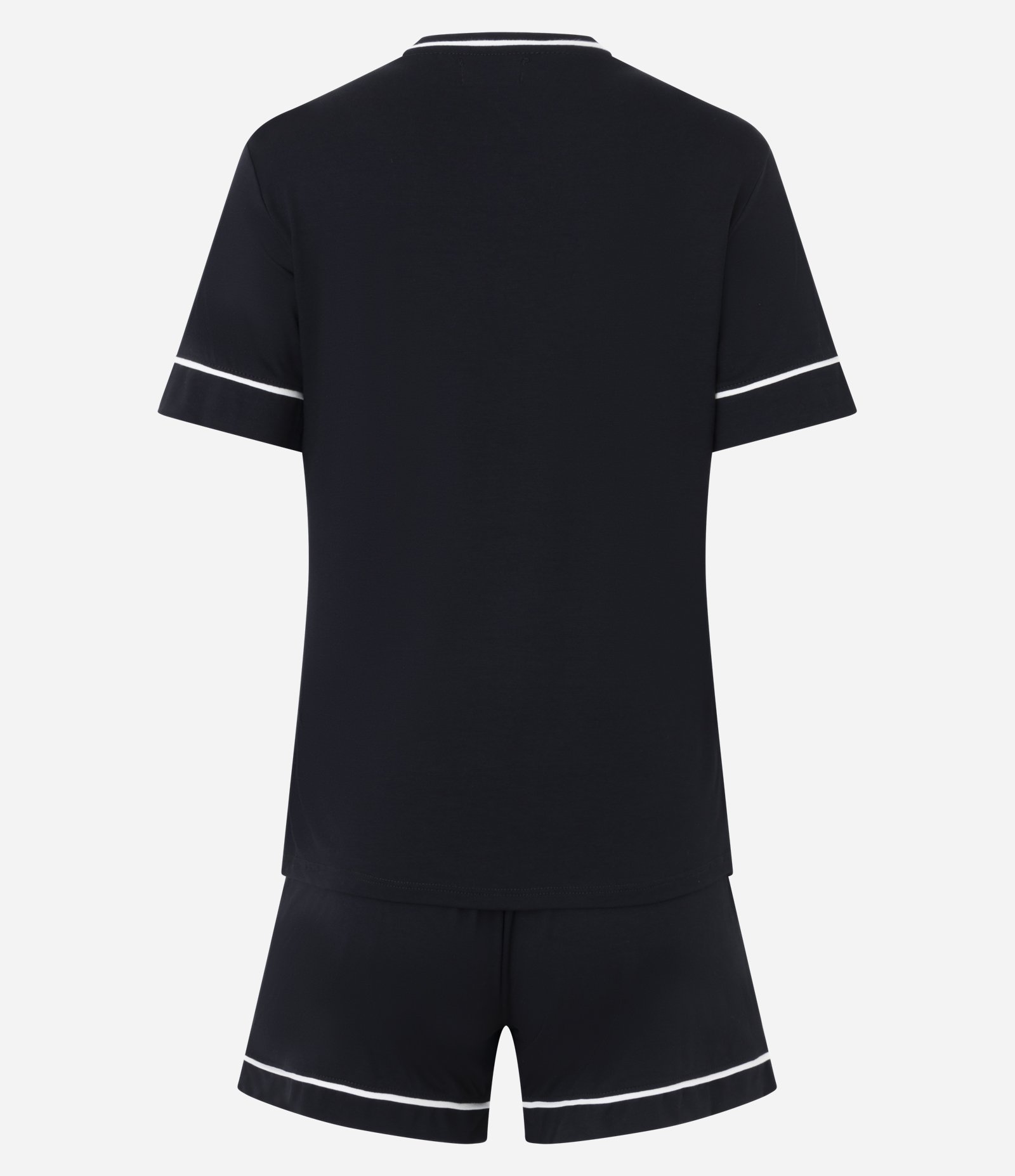 Pijama Curto em Viscose com Viés Contrastantes Preto 2