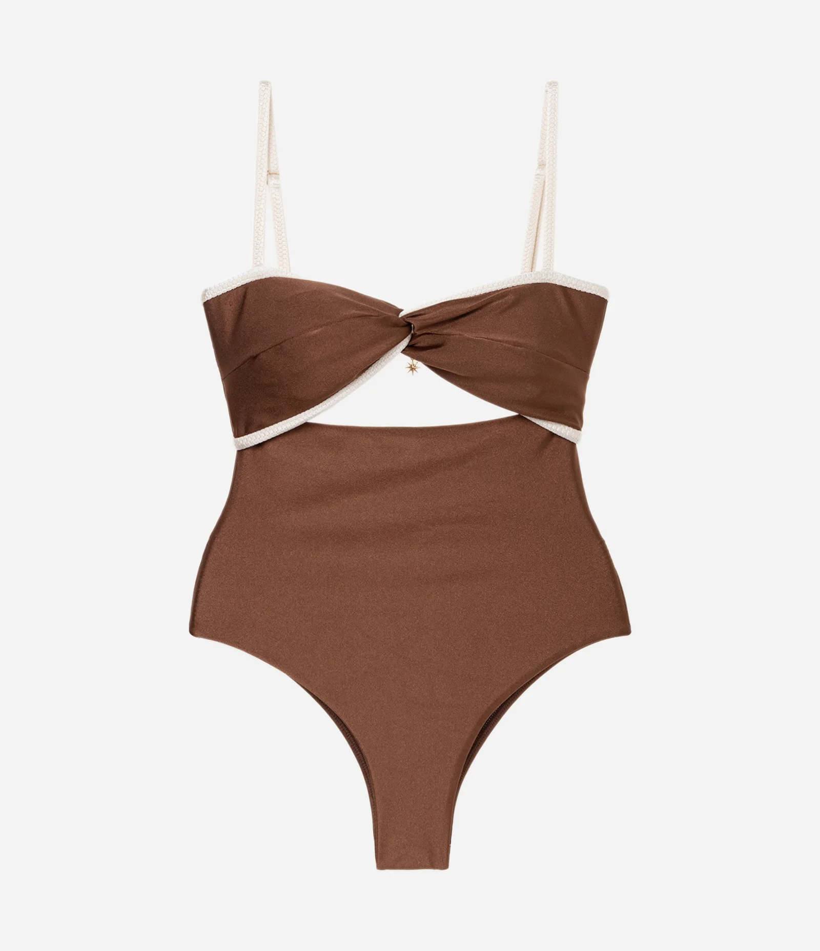 Maiô em Microfibra com Decote Torcido Marrom 4