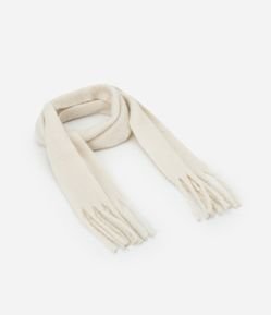 Cachecol Dupla Face em Tricô com Franjas nas Pontas