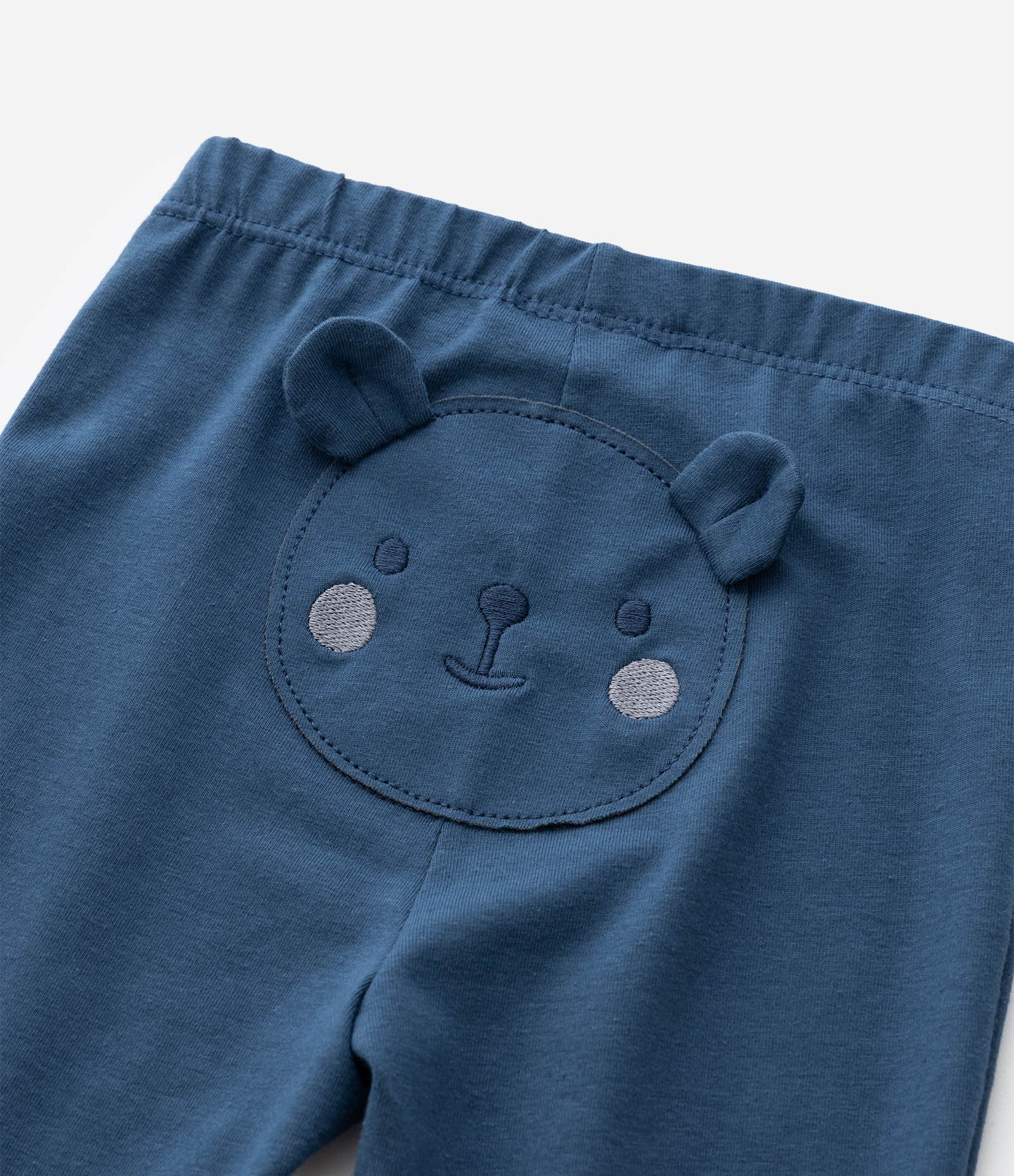 Calça Infantil com Bordado de Ursinho no Bumbum – Tam RN a 18 Meses Azul Marinho 7