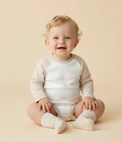 Body Infantil Bicolor com Gola Redonda – Tam 0 a 18 Meses