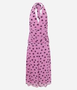 Vestido Evasê Longo Estampado em Tule e Franzido