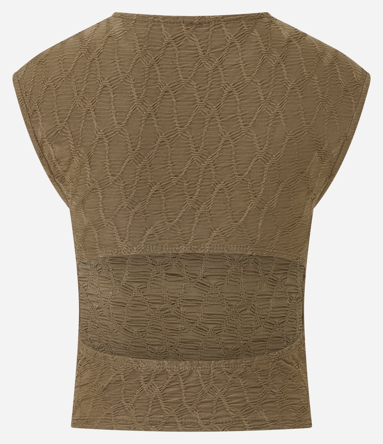 Blusa Sem Manga em Malha Texturizada com Costas Abertas Verde Musgo 3