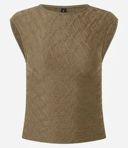 Blusa Sem Manga em Malha Texturizada com Costas Abertas