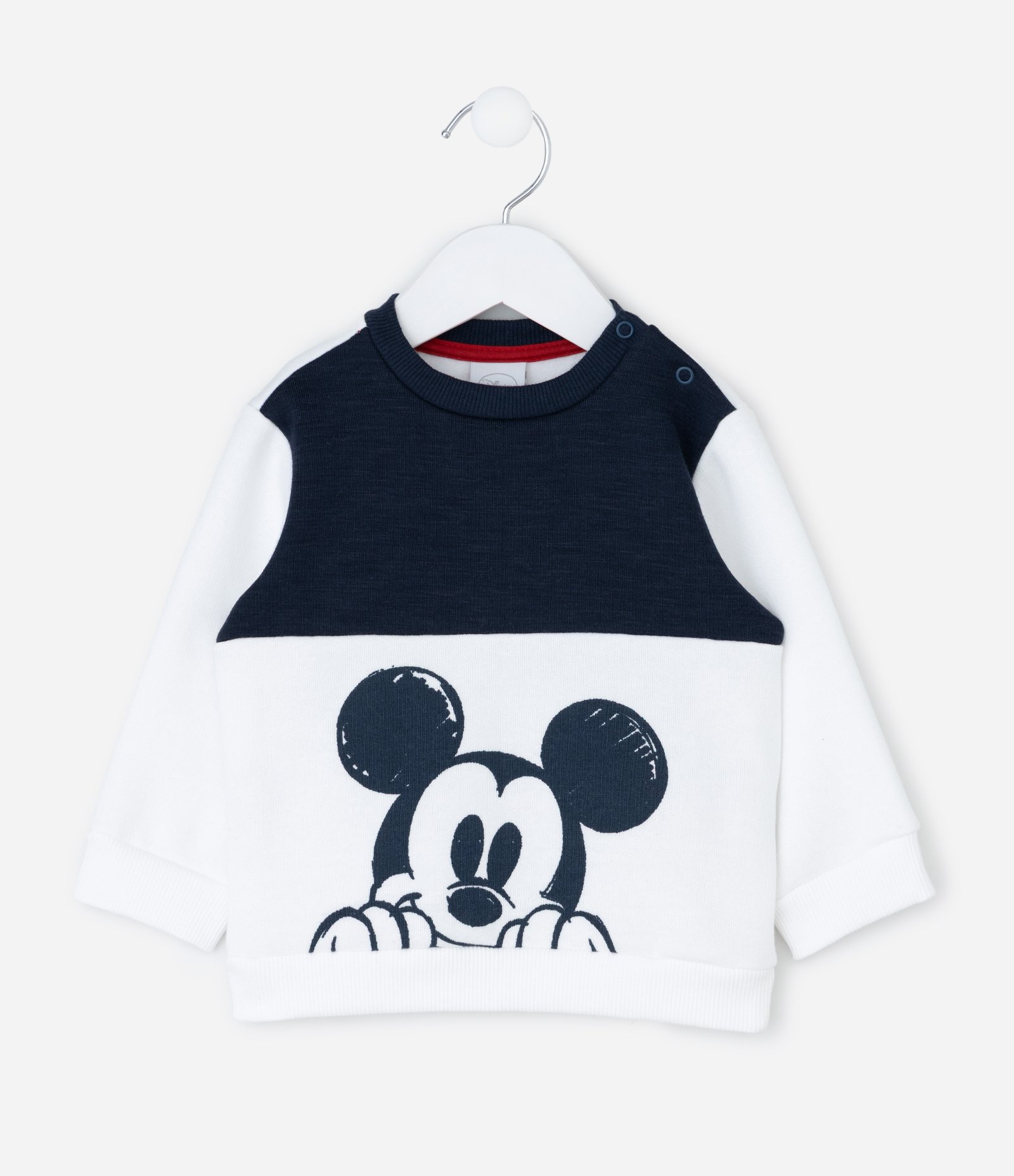Conjunto Infantil Casaco e Calça com Estampa Mickey Mouse – Tam 0 a 18 Meses Branco/Azul Marinho 2