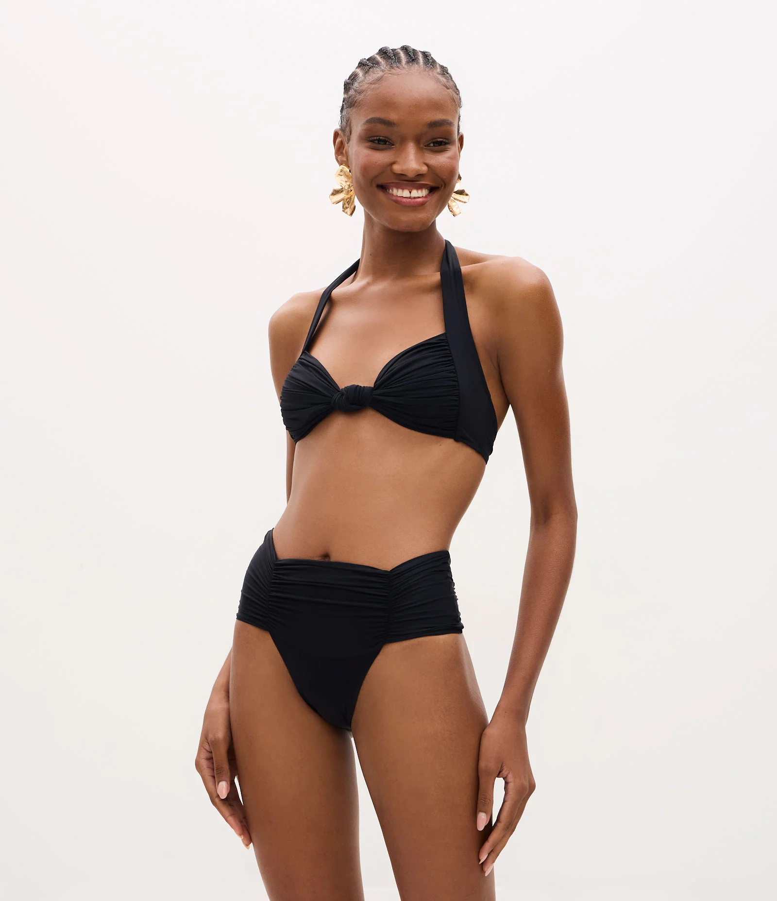 Biquini Calcinha em Microfibra com Drapeados Preto 1