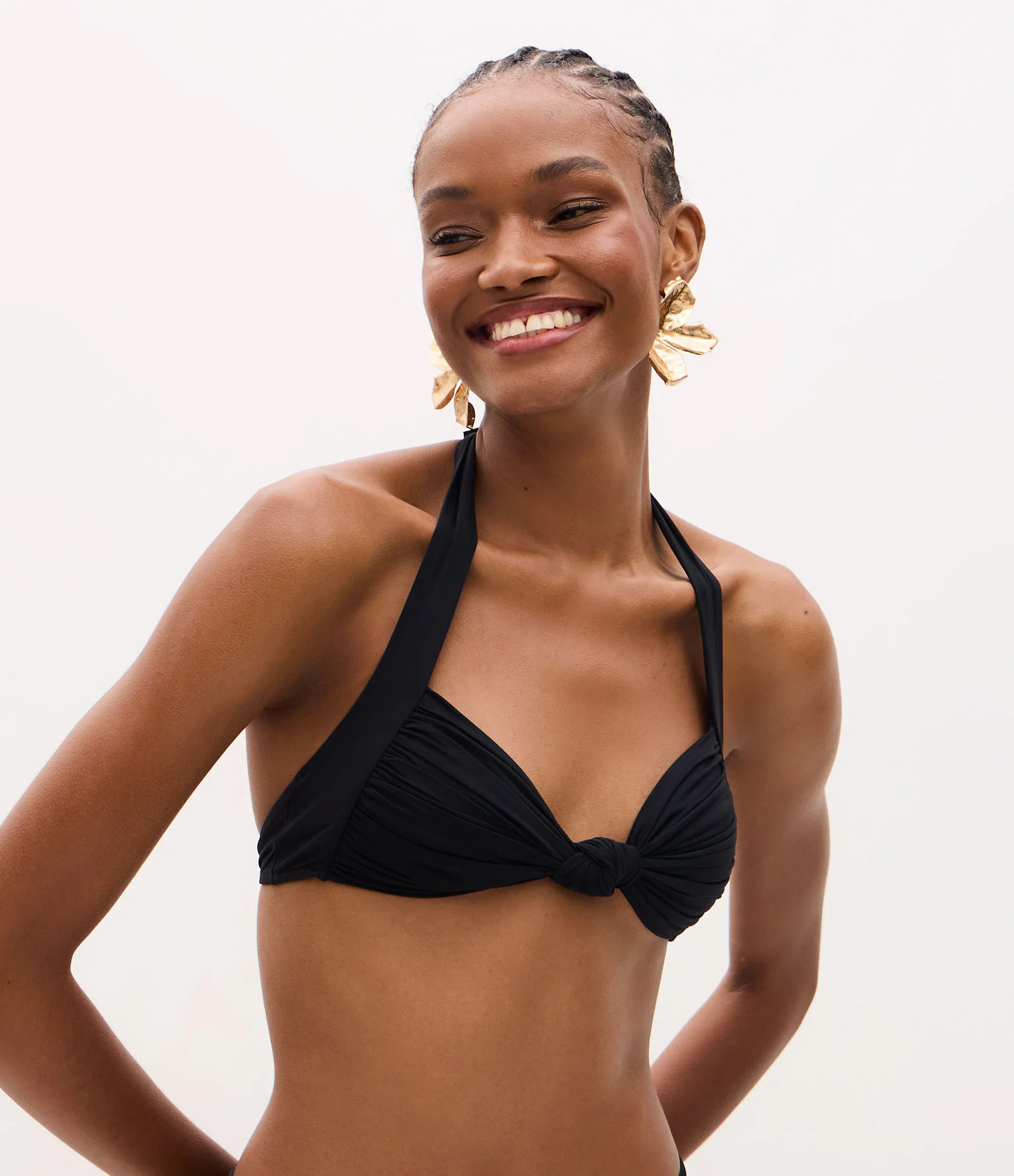 Biquini Top em Microfibra com Amarração e Drapeado Preto 1