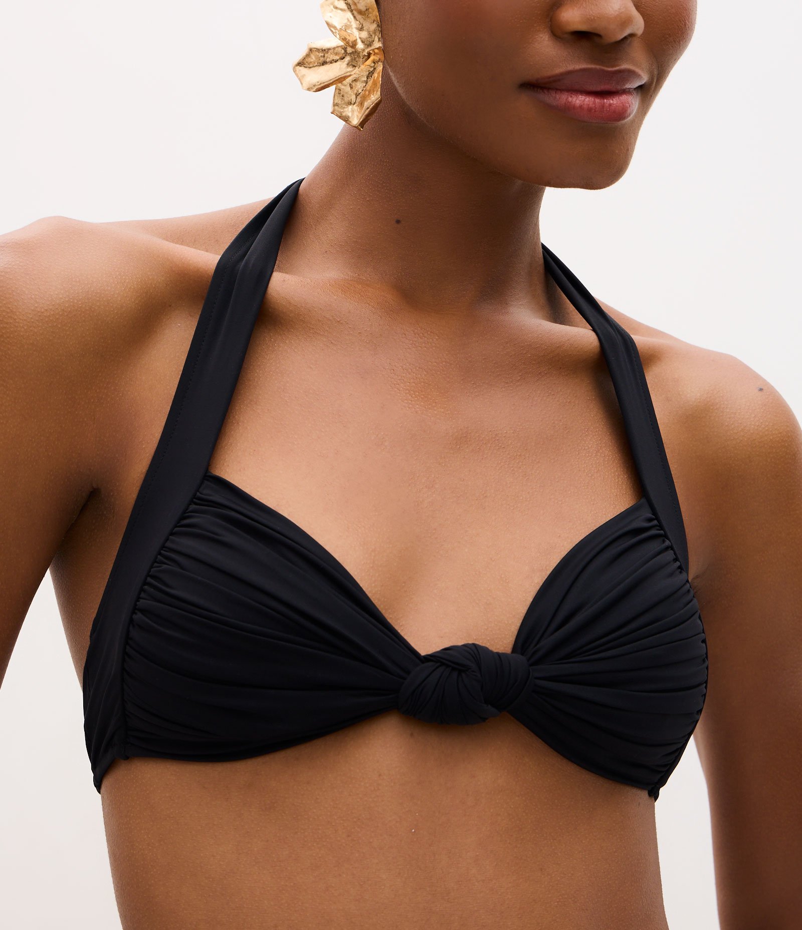 Biquini Top em Microfibra com Amarração e Drapeado Preto 3