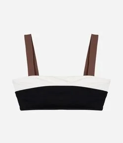 Biquini Top Bandeau com Estampa Bloco de Cor