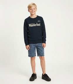 Casaco Infantil Texturizado com Lettering Wanderlust – Tam 5 a 14 Anos
