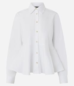 Camisa em Tricoline com Gola Colarinho e Detalhe Peplum