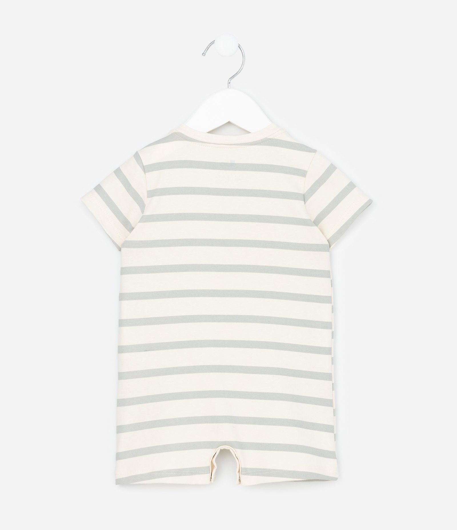 Macaquinho Infantil em Cotton com Listras e Gatinhos - Tam 0 a 18 meses Bege 3