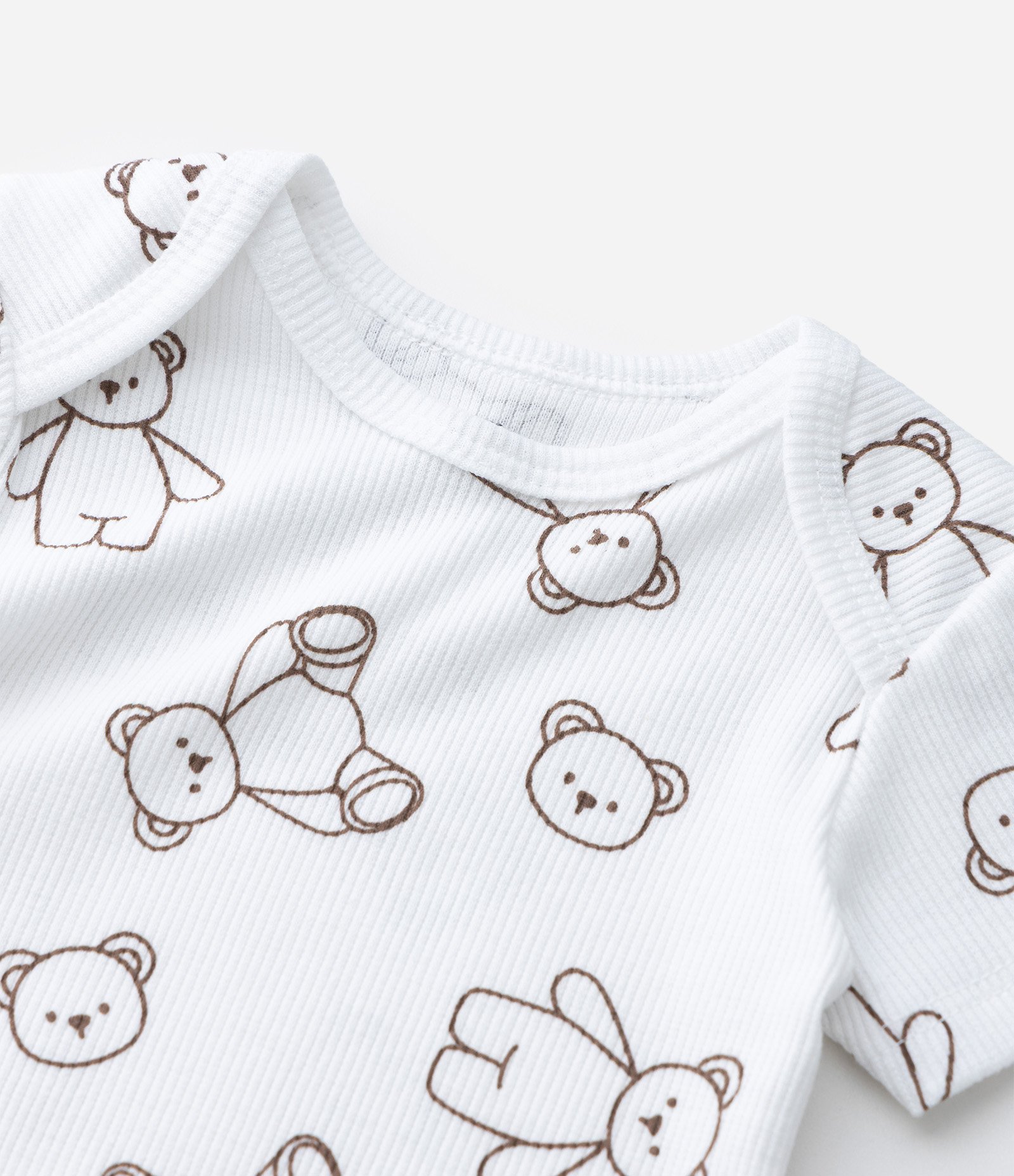 Conjunto Infantil Body e Jardineira com Bordado de Urso – Tam 0 a 18 Meses Marrom/Branco 13
