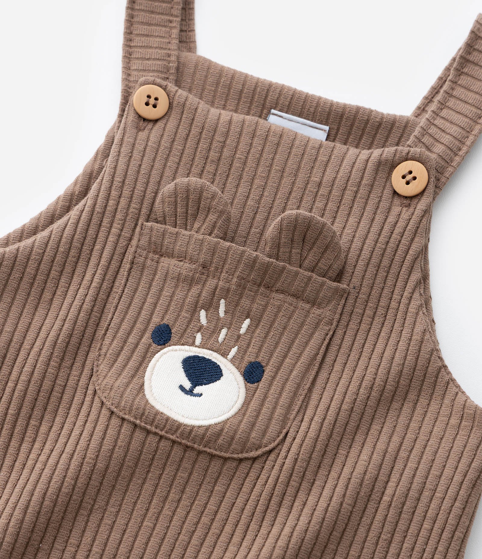 Conjunto Infantil Body e Jardineira com Bordado de Urso – Tam 0 a 18 Meses Marrom/Branco 14