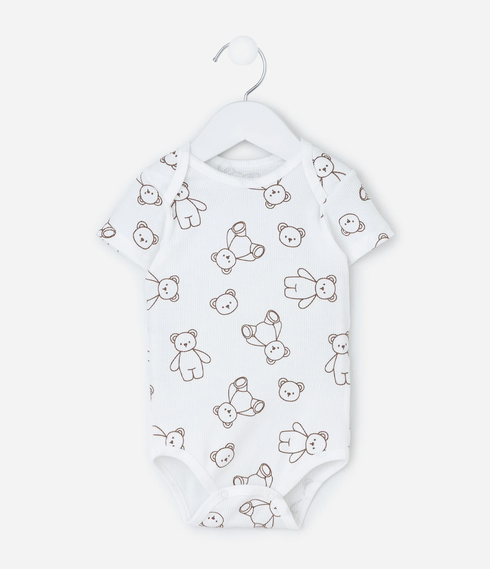 Conjunto Infantil Body e Jardineira com Bordado de Urso – Tam 0 a 18 Meses Marrom/Branco 3