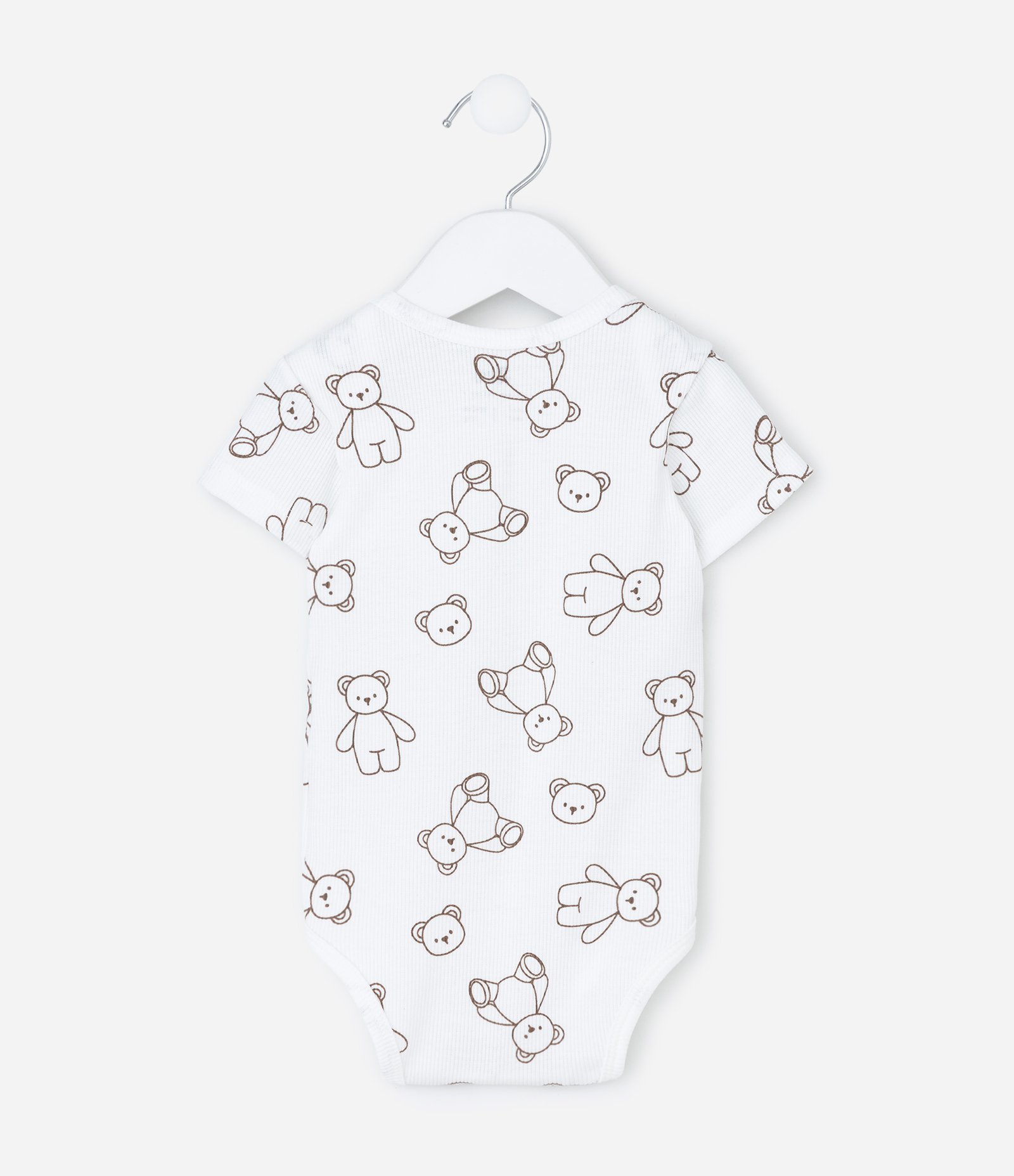 Conjunto Infantil Body e Jardineira com Bordado de Urso – Tam 0 a 18 Meses Marrom/Branco 4