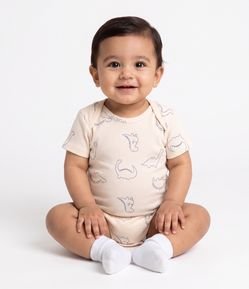 Body Bebê em Ribana com Estampa Dinossauros – Tam RN a 18 Meses