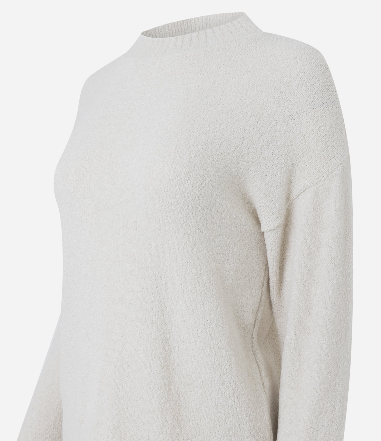 Blusão em Tricô Mousse Liso com Barra Ondulada Branco 2