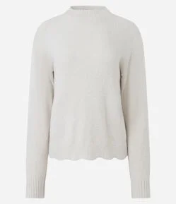 Blusão em Tricô Mousse Liso com Barra Ondulada