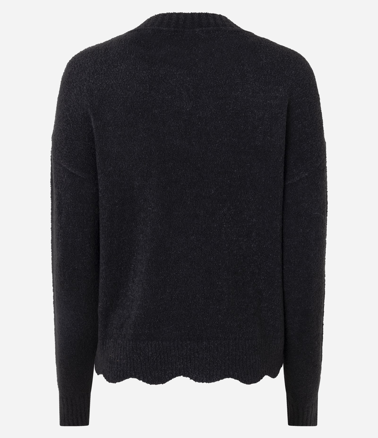 Blusão em Tricô Mousse Liso com Barra Ondulada Preto 3