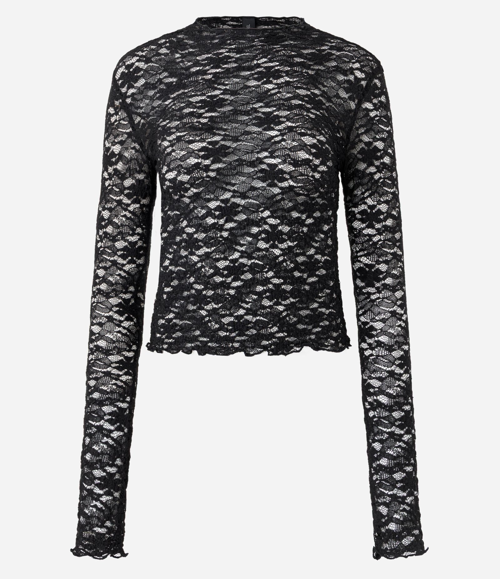 Blusa Manga Longa em Renda Texturizada Preto 4