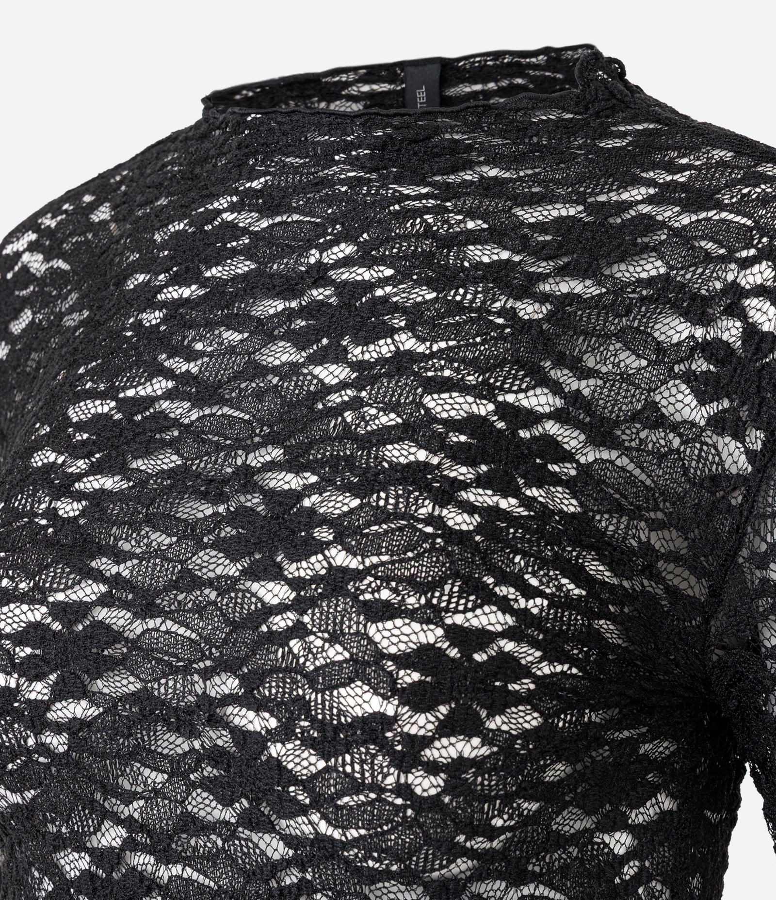 Blusa Manga Longa em Renda Texturizada Preto 5