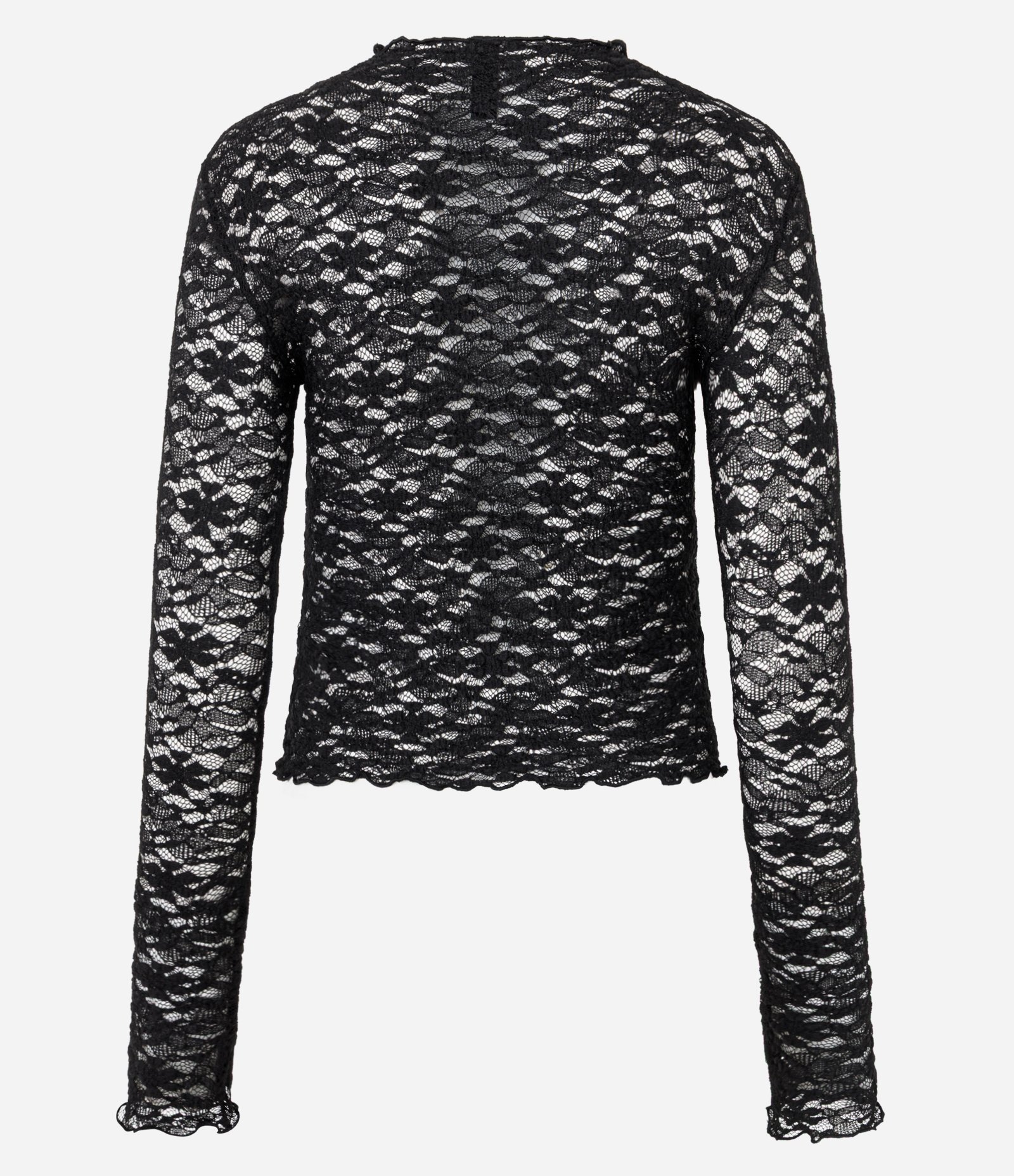 Blusa Manga Longa em Renda Texturizada Preto 6