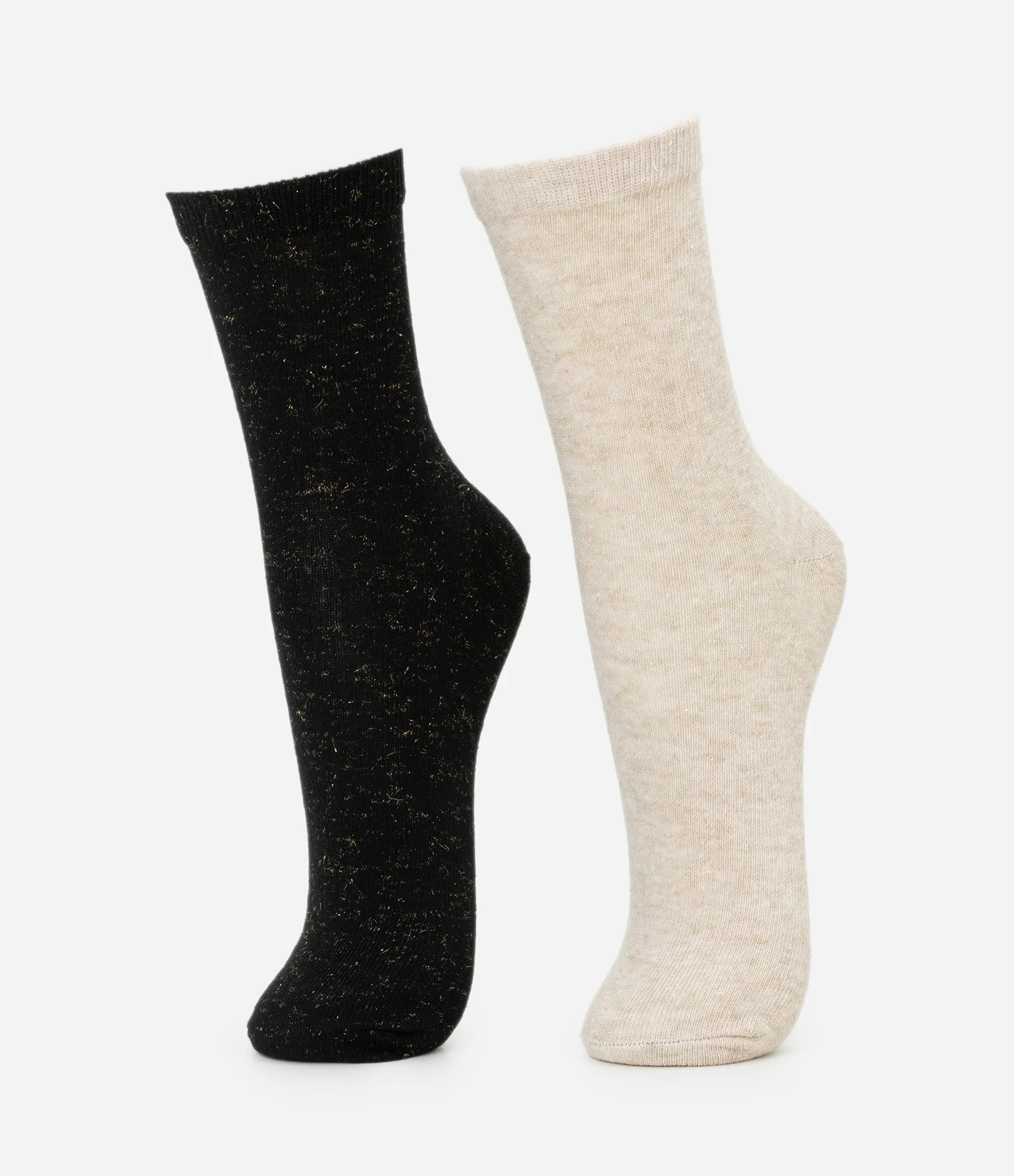 Kit 02 Meias Cano Médio em Algodão com Canelado Fino Multicores 1