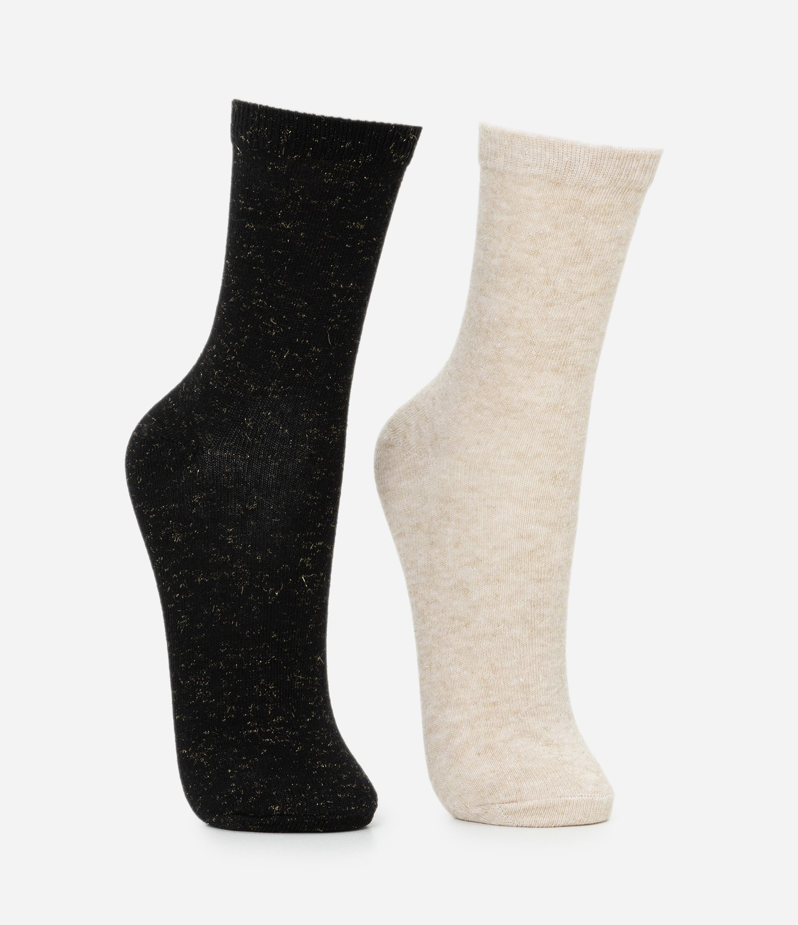 Kit 02 Meias Cano Médio em Algodão com Canelado Fino Multicores 2